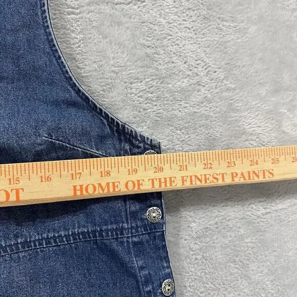 Blue J. Denim Overall Women's Large Maxi Logo Fish Side Buttons Vintage Pocket - Picture 6 of 7